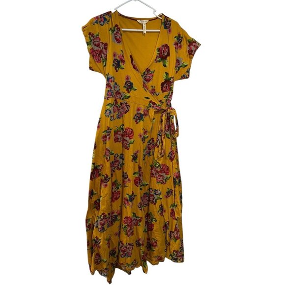 Matilda Jane Womens Alana Wrap Maxi Dress Size S Small Yellow Floral Modest - Picture 1 of 6